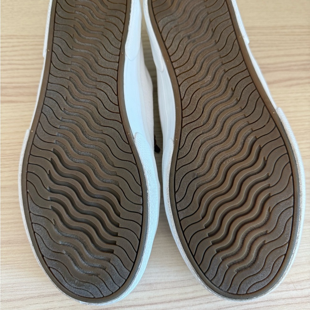 White Canvas Sperry Sneakers with Brown Leather Laces Boat Shoes - Picture 2 of 5
